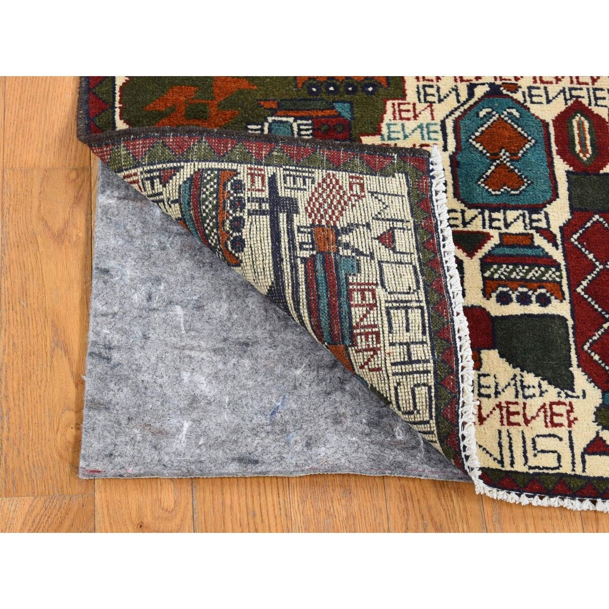 Shahbanu Rugs Ivory Collectible Russian Invasion Afghan War Design Tanks Guns Choppers Wool Hand Knotted Mat Rug (1'10" x 2'6")