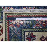 Shahbanu Rugs Ivory Geometric Design Kazak Pure Wool Hand-Knotted Oriental Rug (2'0" x 3'0") - 2'0" x 3'0"