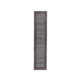 Shahbanu Rugs Ivory Geometric Design Kazak Runner Pure Wool Hand-Knotted Rug (2'9" x 9'8") - 2'9" x 9'8"