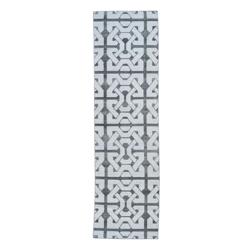 Shahbanu Rugs Ivory Hand Woven Flat Weave Pure Wool Reversible Kilim R