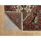 Shahbanu Rugs Ivory Pure Wool Antiqued Fine Heriz Re-Creation Hand Knotted Large Geometric Elements Runner Rug (2'6"x8'2")