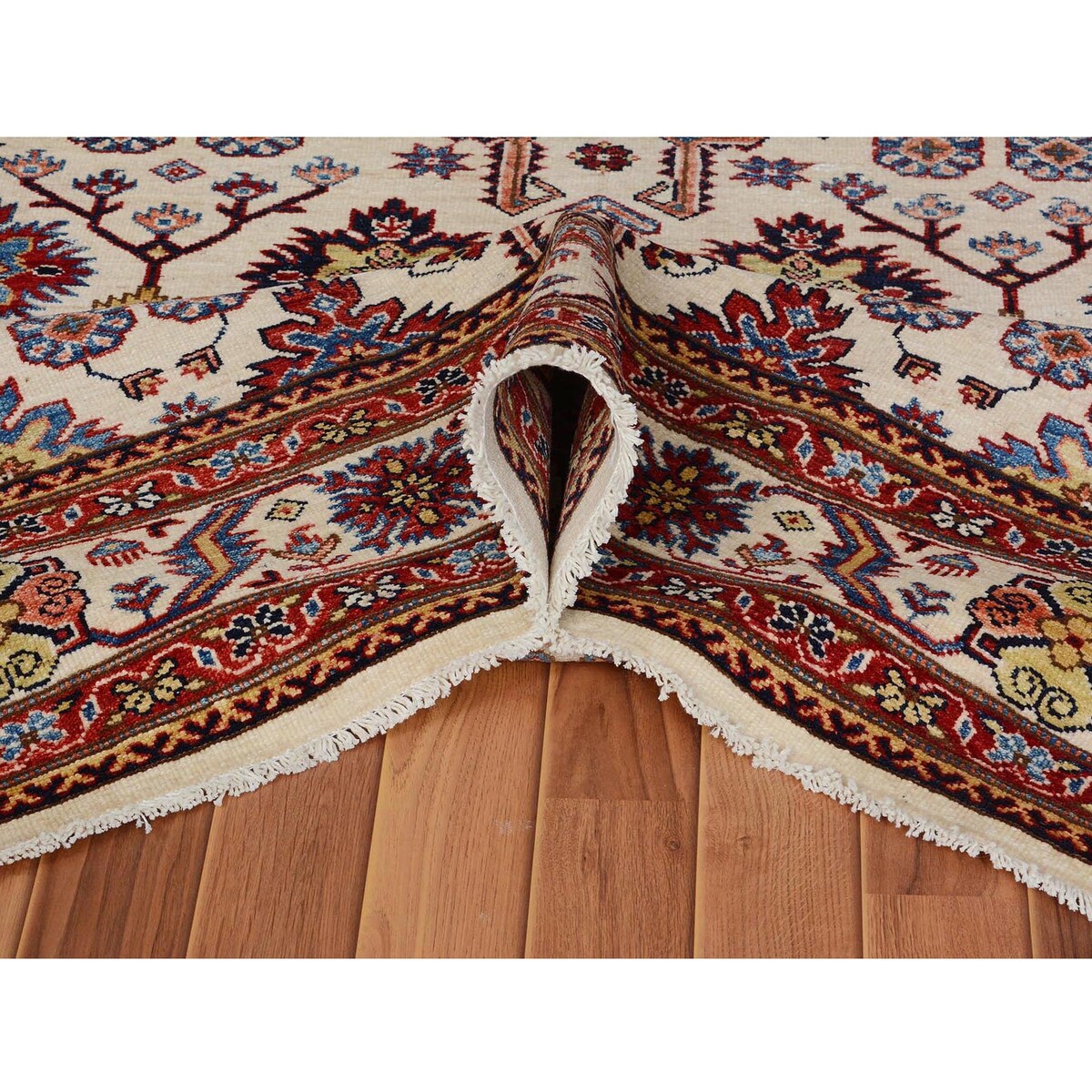 Super Kazak Pure Wool Tribal Design Handmade Rug(6'2"x8'10") - 6'2" x 8'10"