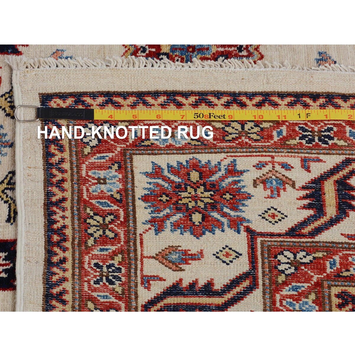 Super Kazak Pure Wool Tribal Design Handmade Rug(6'2"x8'10") - 6'2" x 8'10"