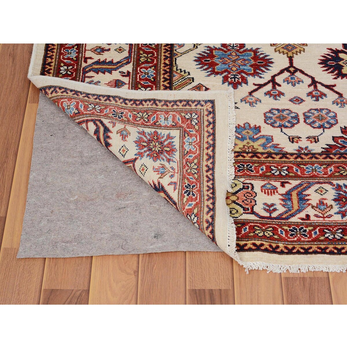 Super Kazak Pure Wool Tribal Design Handmade Rug(6'2"x8'10") - 6'2" x 8'10"
