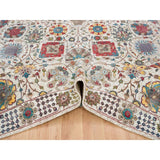 Shahbanu Rugs Ivory Tabriz Vase Flower Design Silk Textured Wool Hand Knotted Dense Weave Soft and Lush Rug (10'2" x 14'3")