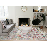 Shahbanu Rugs Ivory Tabriz Vase Flower Design Silk Textured Wool Hand Knotted Dense Weave Soft and Lush Rug (10'2" x 14'3")