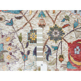 Shahbanu Rugs Ivory Tabriz Vase Flower Design Silk Textured Wool Hand Knotted Dense Weave Soft and Lush Rug (10'2" x 14'3")