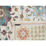 Shahbanu Rugs Ivory Tabriz Vase Flower Design Silk Textured Wool Hand Knotted Dense Weave Soft and Lush Rug (10'2" x 14'3")