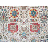 Shahbanu Rugs Ivory Tabriz Vase Flower Design Silk Textured Wool Hand Knotted Dense Weave Soft and Lush Rug (10'2" x 14'3")