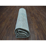 Shahbanu Rugs Ivory Vintage White Wash Tabriz Worn Wool Hand-Knotted Oriental Rug (9'6" x 13'0") - 9'6" x 13'0"