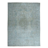 Shahbanu Rugs Ivory Vintage White Wash Tabriz Worn Wool Hand-Knotted Oriental Rug (9'6" x 13'0") - 9'6" x 13'0"