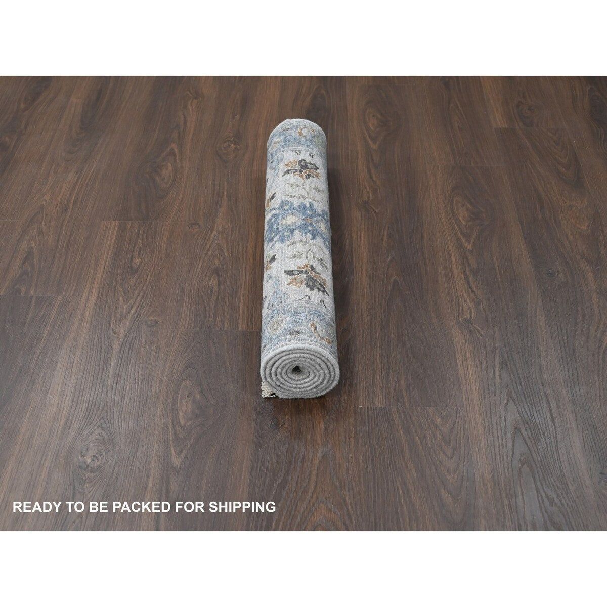 Shahbanu Rugs Ivory, Dense Weave Wool, Hand Knotted Ushak with All Over Design, Runner Oriental Rug (2'6" x 6'0") - 2'6" x 6'0"