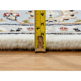 Shahbanu Rugs Ivory, Nain with All Over Flower Design 250 KPSI, Wool and Silk Hand Knotted, Square Oriental Rug (4'0" x 4'1")