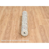Shahbanu Rugs Ivory, Nain with All Over Flower Design 250 KPSI, Wool and Silk Hand Knotted, Square Oriental Rug (4'0" x 4'1")