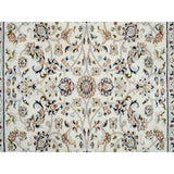 Shahbanu Rugs Ivory, Nain with All Over Flower Design 250 KPSI, Wool and Silk Hand Knotted, Square Oriental Rug (4'0" x 4'1")