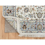 Shahbanu Rugs Ivory, Nain with All Over Flower Design 250 KPSI, Wool and Silk Hand Knotted, Square Oriental Rug (4'0" x 4'1")