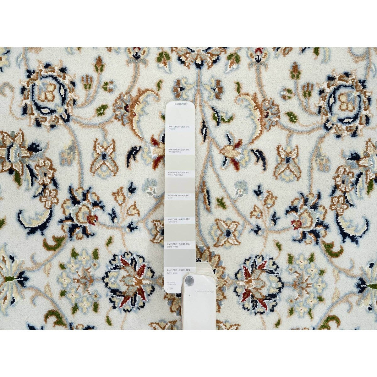 Shahbanu Rugs Ivory, Nain with All Over Flower Design 250 KPSI, Wool and Silk Hand Knotted, Square Oriental Rug (4'0" x 4'1")