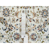 Shahbanu Rugs Ivory, Nain with All Over Flower Design 250 KPSI, Wool and Silk Hand Knotted, Square Oriental Rug (4'0" x 4'1")
