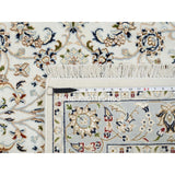 Shahbanu Rugs Ivory, Nain with All Over Flower Design 250 KPSI, Wool and Silk Hand Knotted, Square Oriental Rug (4'0" x 4'1")