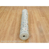 Shahbanu Rugs Ivory, Nain with Center Medallion Flower Design 250 KPSI, Pure Wool Hand Knotted, Oriental Rug (6'1" x 9'4")