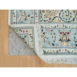Shahbanu Rugs Ivory, Nain with Center Medallion Flower Design, 250 KPSI, 100% Wool, Hand Knotted, Oriental Rug (6'2" x 9'1")