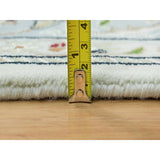 Shahbanu Rugs Ivory, Nain with Center Medallion Flower Design, 250 KPSI, 100% Wool, Hand Knotted, Oriental Rug (6'2" x 9'1")