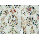 Shahbanu Rugs Ivory, Nain with Center Medallion Flower Design, 250 KPSI, 100% Wool, Hand Knotted, Oriental Rug (6'2" x 9'1")