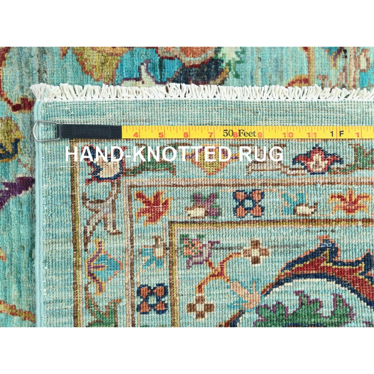 Shahbanu Rugs Jungle Green Afghan Peshawar Sultani All Over Pomegranate Design Natural Dyes Wool Hand Knotted Rug (10'1"x13'3")