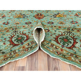 Shahbanu Rugs Jungle Green Afghan Peshawar Sultani All Over Pomegranate Design Natural Dyes Wool Hand Knotted Rug (10'1"x13'3")