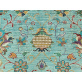Shahbanu Rugs Jungle Green Afghan Peshawar Sultani All Over Pomegranate Design Natural Dyes Wool Hand Knotted Rug (10'1"x13'3")