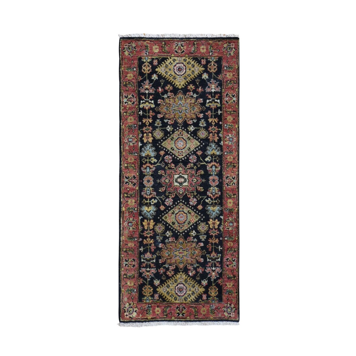 Shahbanu Rugs Karajeh Design Runner Pure Wool Hand Knotted Oriental Rug (2'7" x 5'10") - 2'7" x 5'10"
