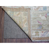 Shahbanu Rugs Khaki Brown, Hand Knotted Afghan Oushak with Large Motifs, Natural Dyes Pure Wool, Oriental Rug (9'1" x 11'6")