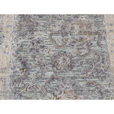 Shahbanu Rugs Laurel Green, Pure Silk with Textured Wool, Mughal Design, Hand Knotted, Runner Oriental Rug (2'5" x 8'1")