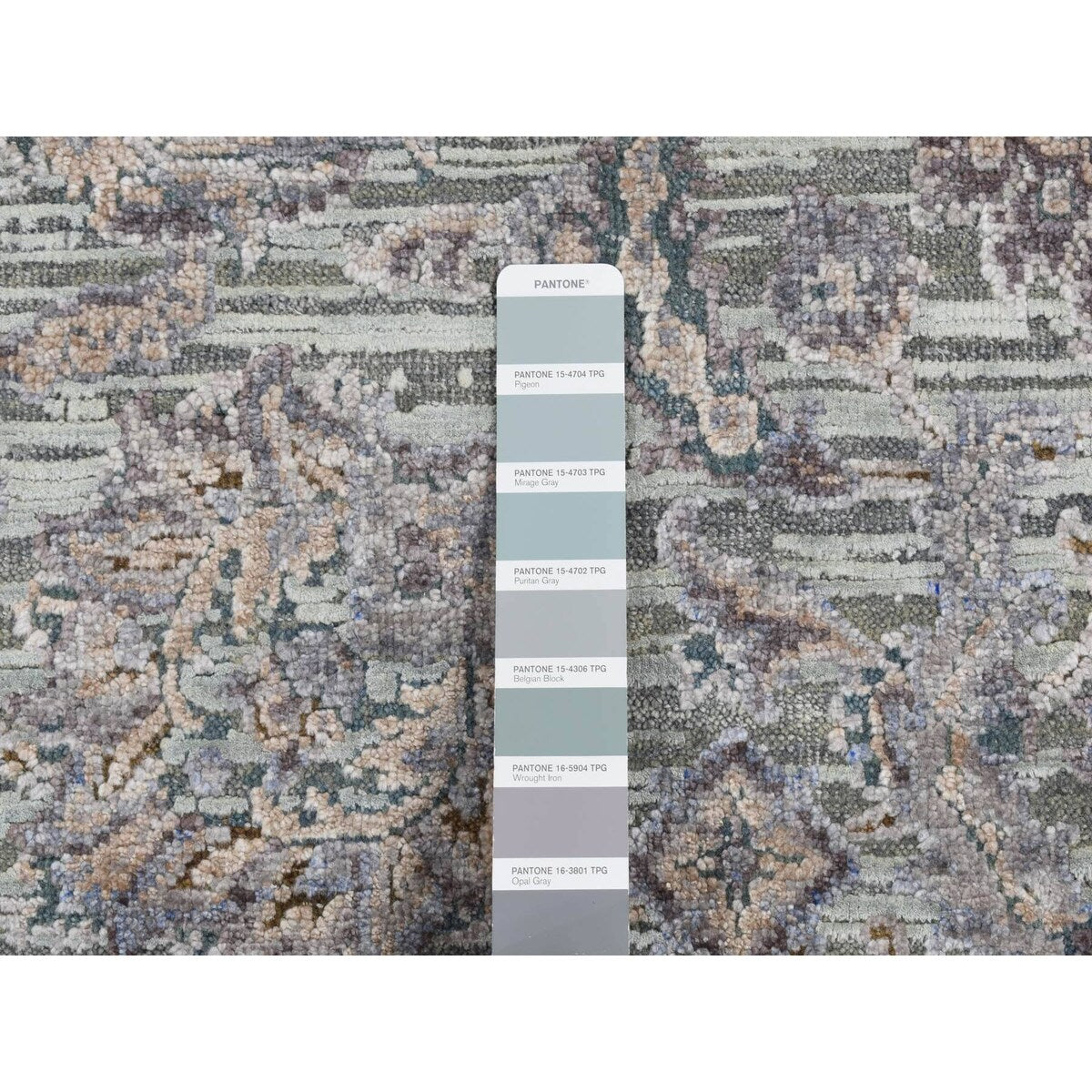 Shahbanu Rugs Laurel Green, Pure Silk with Textured Wool, Mughal Design, Hand Knotted, Runner Oriental Rug (2'5" x 8'1")