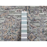 Shahbanu Rugs Laurel Green, Pure Silk with Textured Wool, Mughal Design, Hand Knotted, Runner Oriental Rug (2'5" x 8'1")
