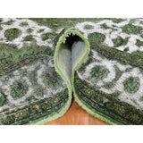 Shahbanu Rugs Light Green OverdyedHi-low Vintage Hand-Knotted Rug (9'7" x 12'5") - 9'7" x 12'5"