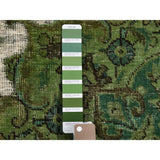 Shahbanu Rugs Light Green OverdyedHi-low Vintage Hand-Knotted Rug (9'7" x 12'5") - 9'7" x 12'5"