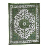 Shahbanu Rugs Light Green OverdyedHi-low Vintage Hand-Knotted Rug (9'7" x 12'5") - 9'7" x 12'5"
