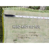 Shahbanu Rugs Light Green OverdyedHi-low Vintage Hand-Knotted Rug (9'7" x 12'5") - 9'7" x 12'5"
