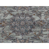 Shahbanu Rugs Light Green Pure Silk With Textured Wool Mughal Design Hand Knotted Oriental Rug (8'2" x 10'2") - 8'2" x 10'2"