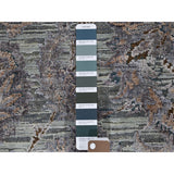 Shahbanu Rugs Light Green Pure Silk With Textured Wool Mughal Design Hand Knotted Oriental Rug (8'2" x 10'2") - 8'2" x 10'2"