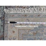 Shahbanu Rugs Light Green Pure Silk With Textured Wool Mughal Design Hand Knotted Oriental Rug (8'2" x 10'2") - 8'2" x 10'2"