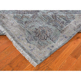 Shahbanu Rugs Light Green Pure Silk With Textured Wool Mughal Design Hand Knotted Oriental Rug (8'2" x 10'2") - 8'2" x 10'2"