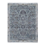 Shahbanu Rugs Light Green Pure Silk With Textured Wool Mughal Design Hand Knotted Oriental Rug (8'2" x 10'2") - 8'2" x 10'2"