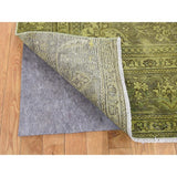 Shahbanu Rugs Light Green Vintage Overdyed Persian Tabriz Hand Knotted Rug (7'1" x 11'0") - 7'1" x 11'0"