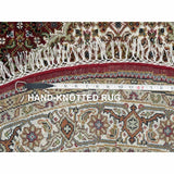Shahbanu Rugs Mahogany Red Tabriz Mahi with Fish Medallion Design 175 KPSI Pure Wool Hand Knotted Round Oriental Rug (5'3"x5'3")
