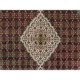 Shahbanu Rugs Mahogany Red Tabriz Mahi with Fish Medallion Design 175 KPSI Pure Wool Hand Knotted Round Oriental Rug (5'3"x5'3")