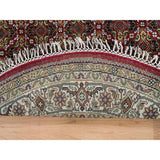 Shahbanu Rugs Mahogany Red Tabriz Mahi with Fish Medallion Design 175 KPSI Pure Wool Hand Knotted Round Oriental Rug (5'3"x5'3")