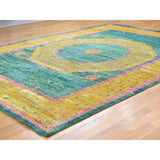 Shahbanu Rugs Mamluk Design Sari Silk With Oxidized Wool Hand-knotted Oriental Rug (9'1" x 12'9") - 9'1" x 12'9"