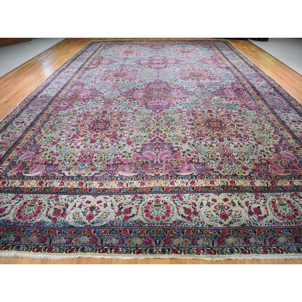 Shahbanu Rugs Mansion Size Antique Persian Lavar Kerman Mint Condition Rug (14'7" x 23'0") - 14'7" x 23'0"